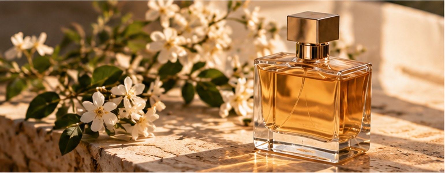 Flakon perfum w promieniach słońca